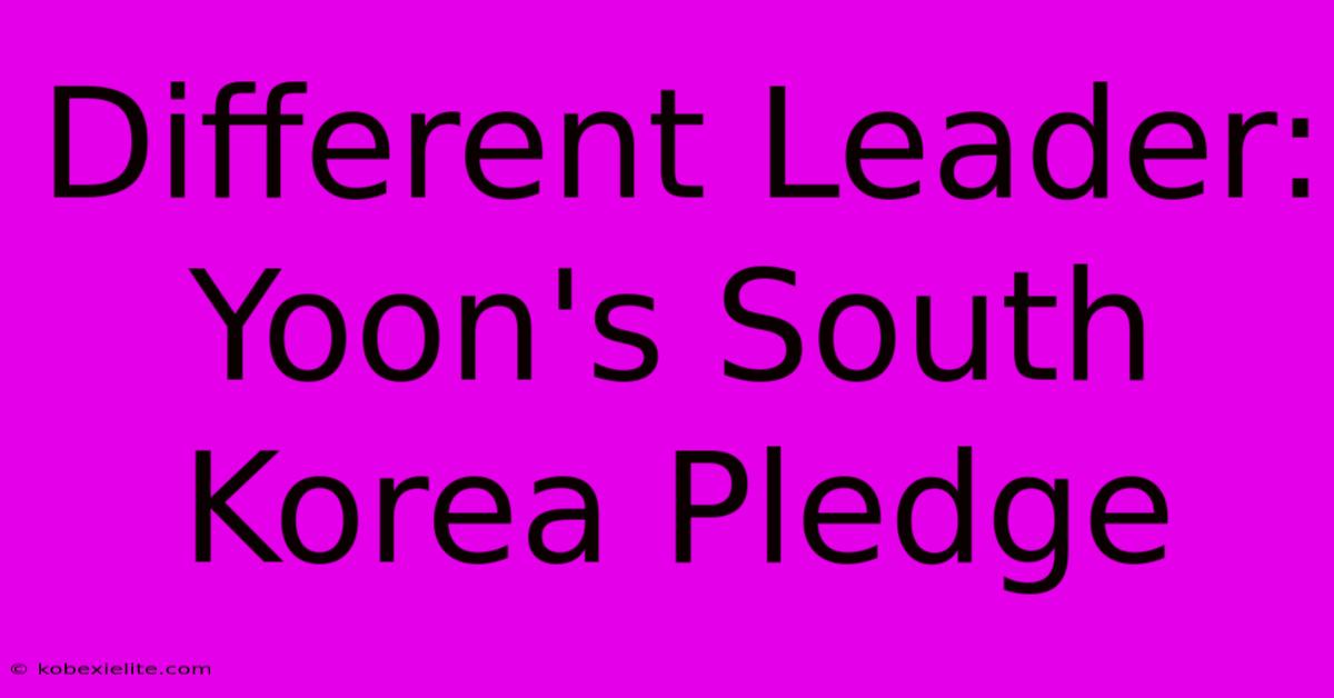 Different Leader: Yoon's South Korea Pledge Different Leader: Yoon's South Korea Pledge