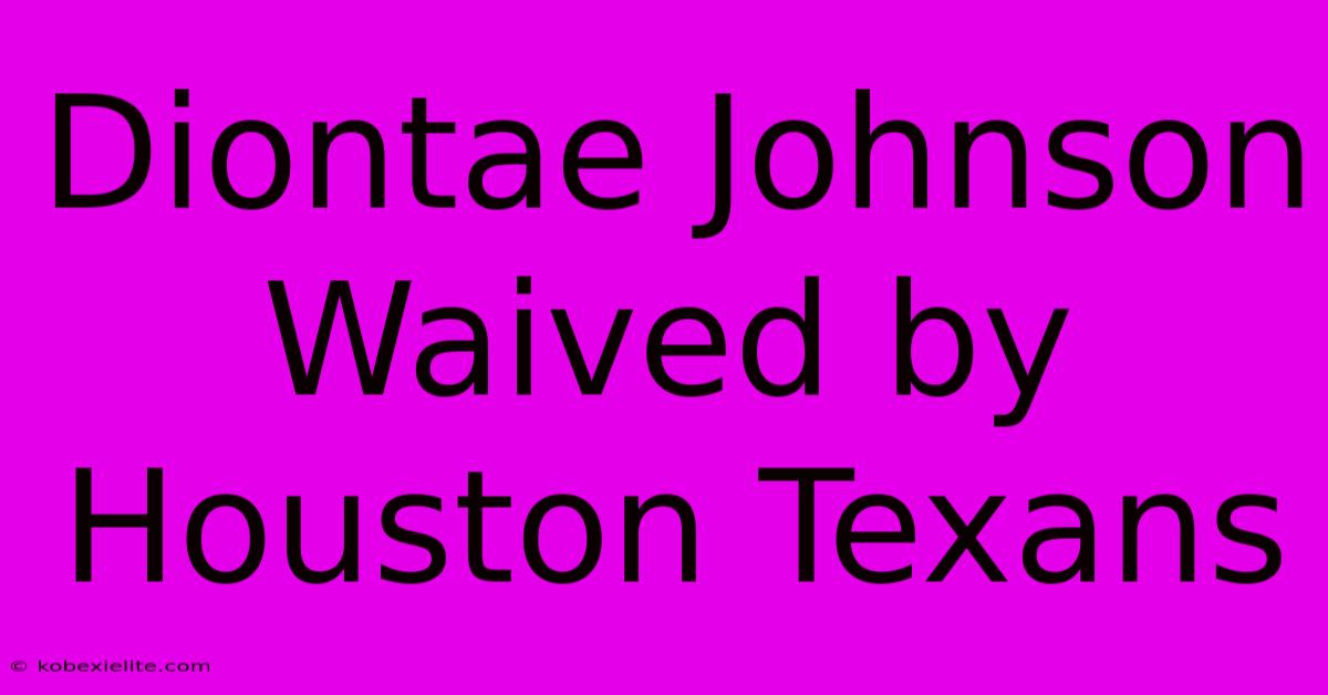 Diontae Johnson Waived By Houston Texans