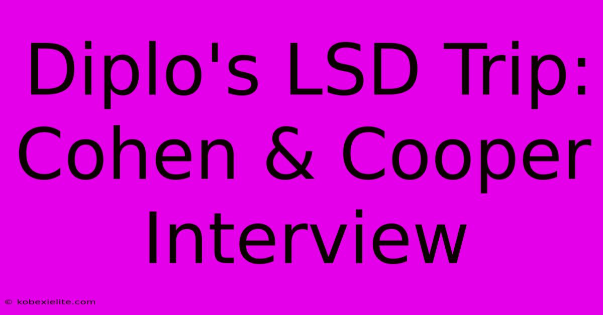 Diplo's LSD Trip: Cohen & Cooper Interview