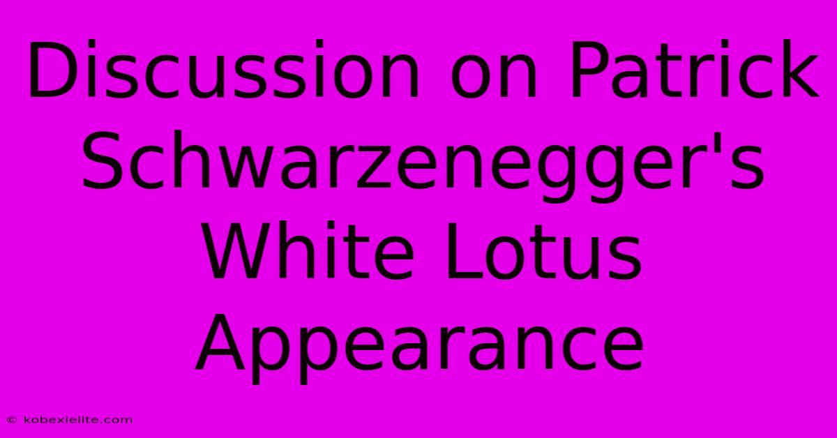 Discussion On Patrick Schwarzenegger's White Lotus Appearance