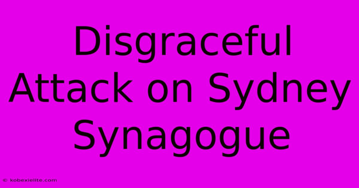 Disgraceful Attack On Sydney Synagogue