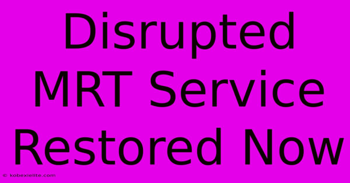 Disrupted MRT Service Restored Now