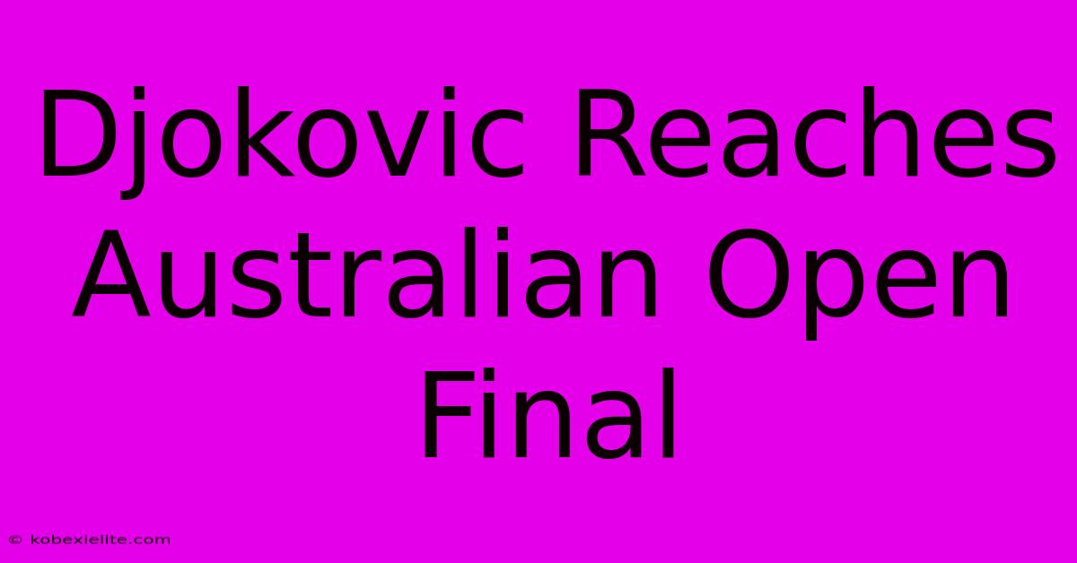 Djokovic Reaches Australian Open Final