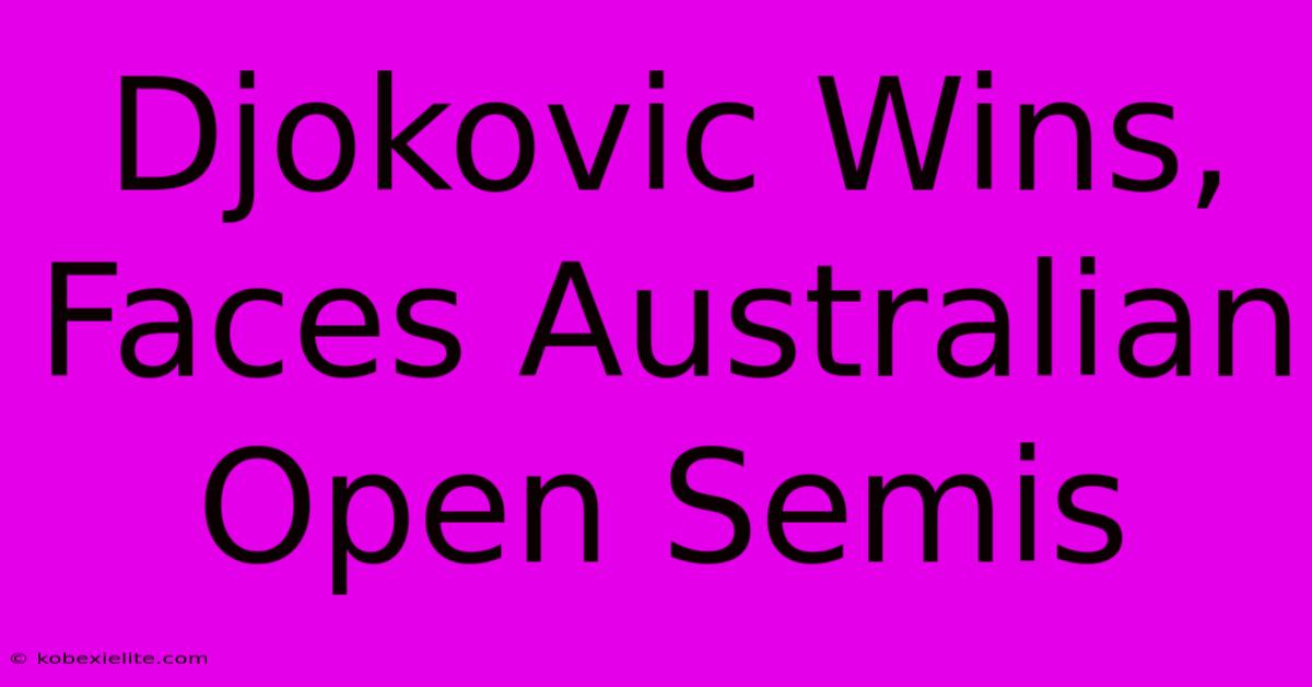 Djokovic Wins, Faces Australian Open Semis