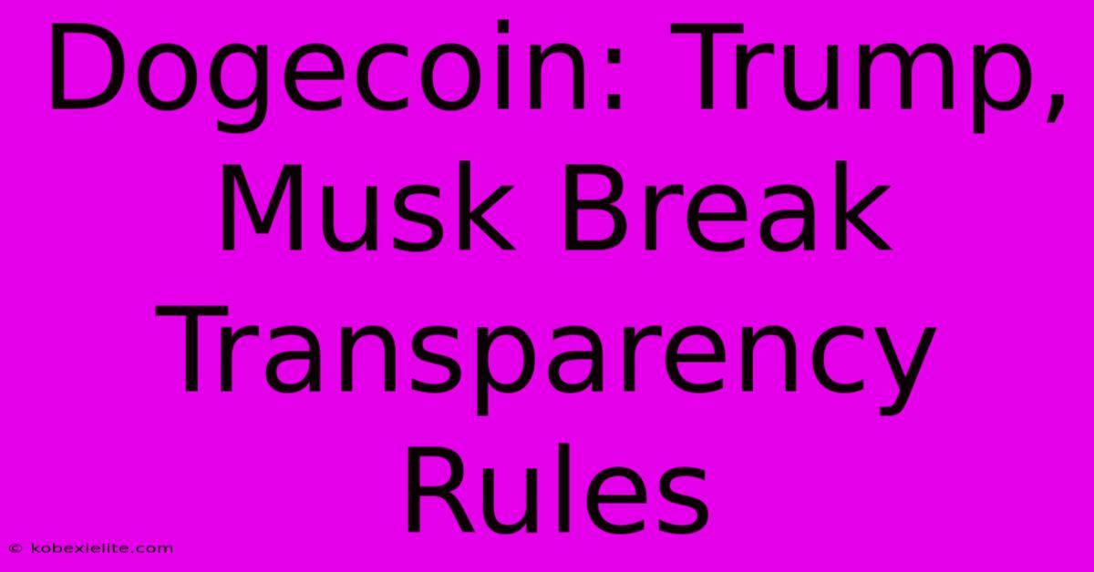 Dogecoin: Trump, Musk Break Transparency Rules