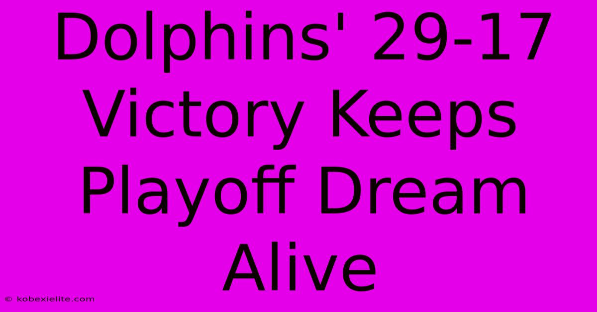 Dolphins' 29-17 Victory Keeps Playoff Dream Alive