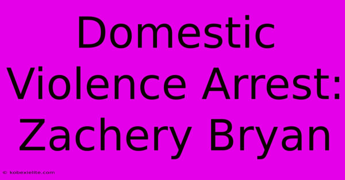 Domestic Violence Arrest: Zachery Bryan