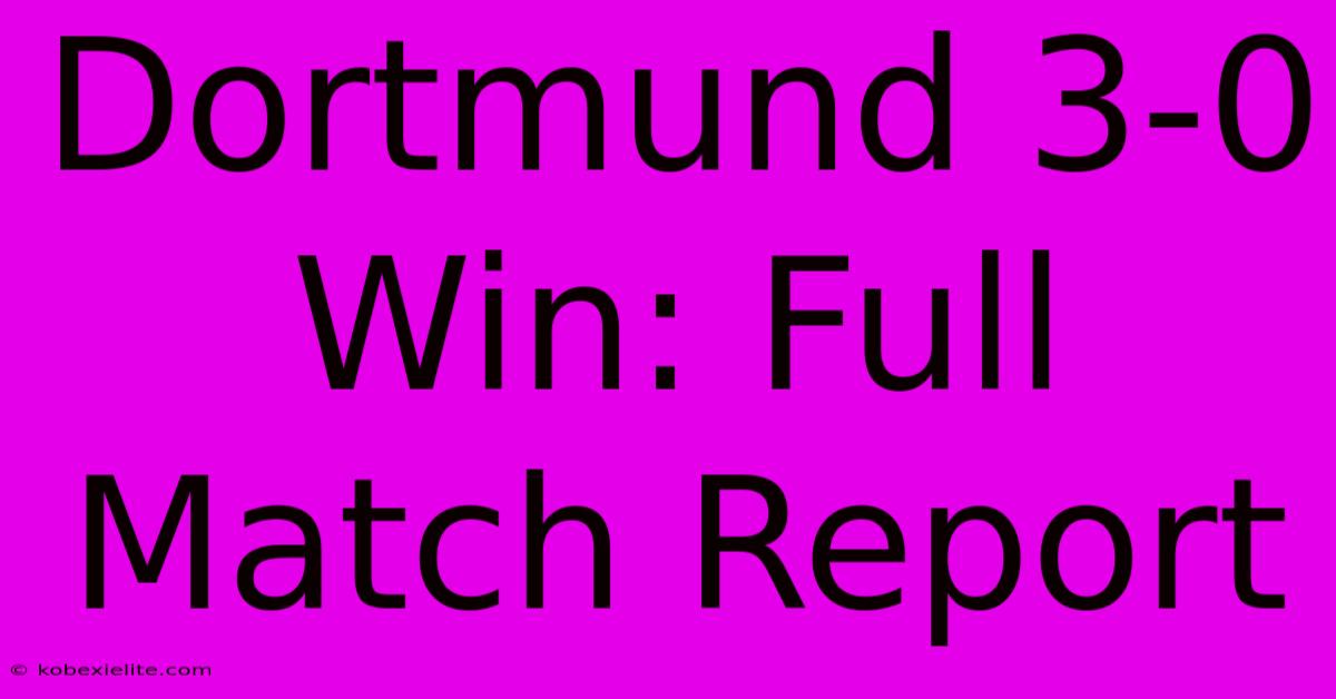 Dortmund 3-0 Win: Full Match Report