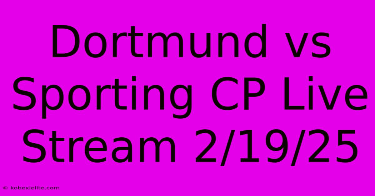 Dortmund Vs Sporting CP Live Stream 2/19/25