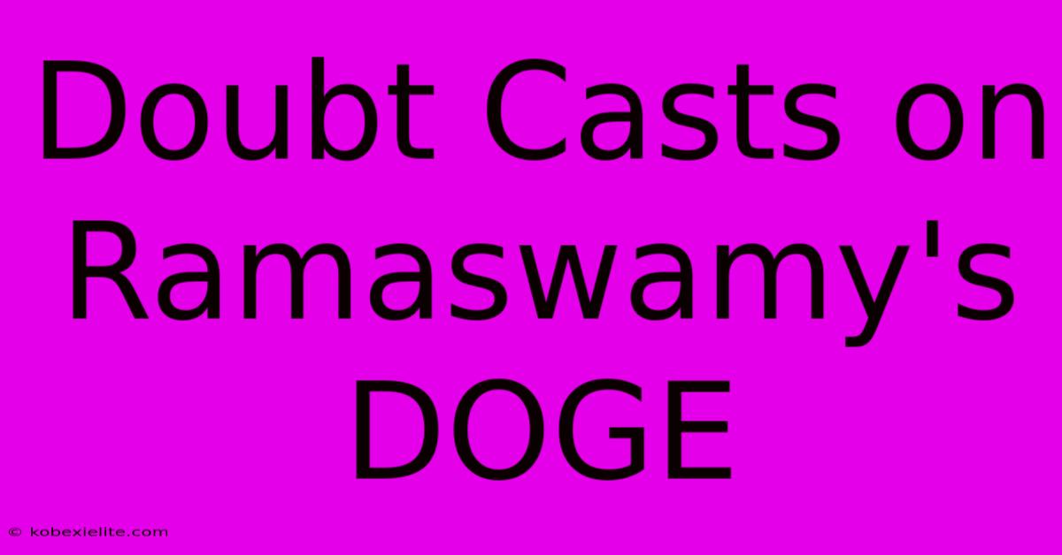 Doubt Casts On Ramaswamy's DOGE