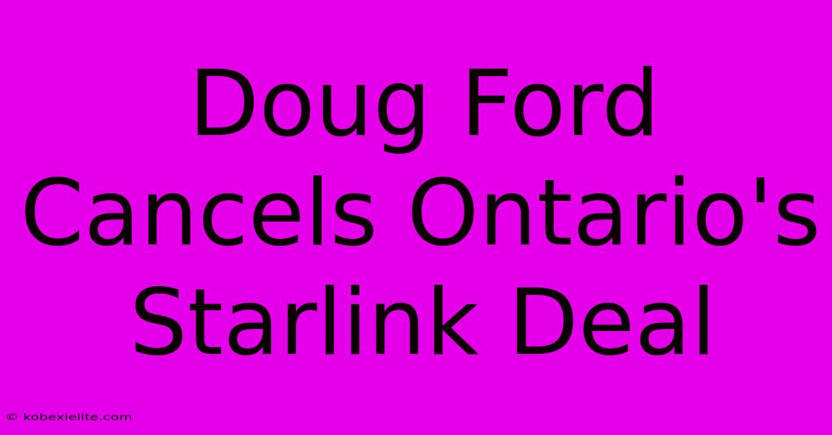 Doug Ford Cancels Ontario's Starlink Deal