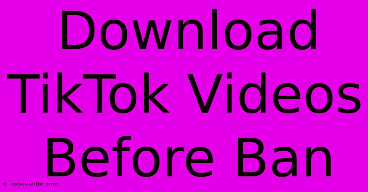 Download TikTok Videos Before Ban