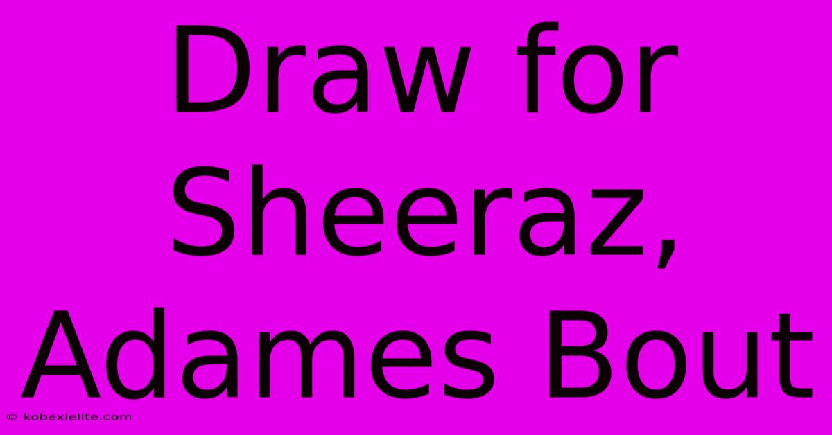 Draw For Sheeraz, Adames Bout