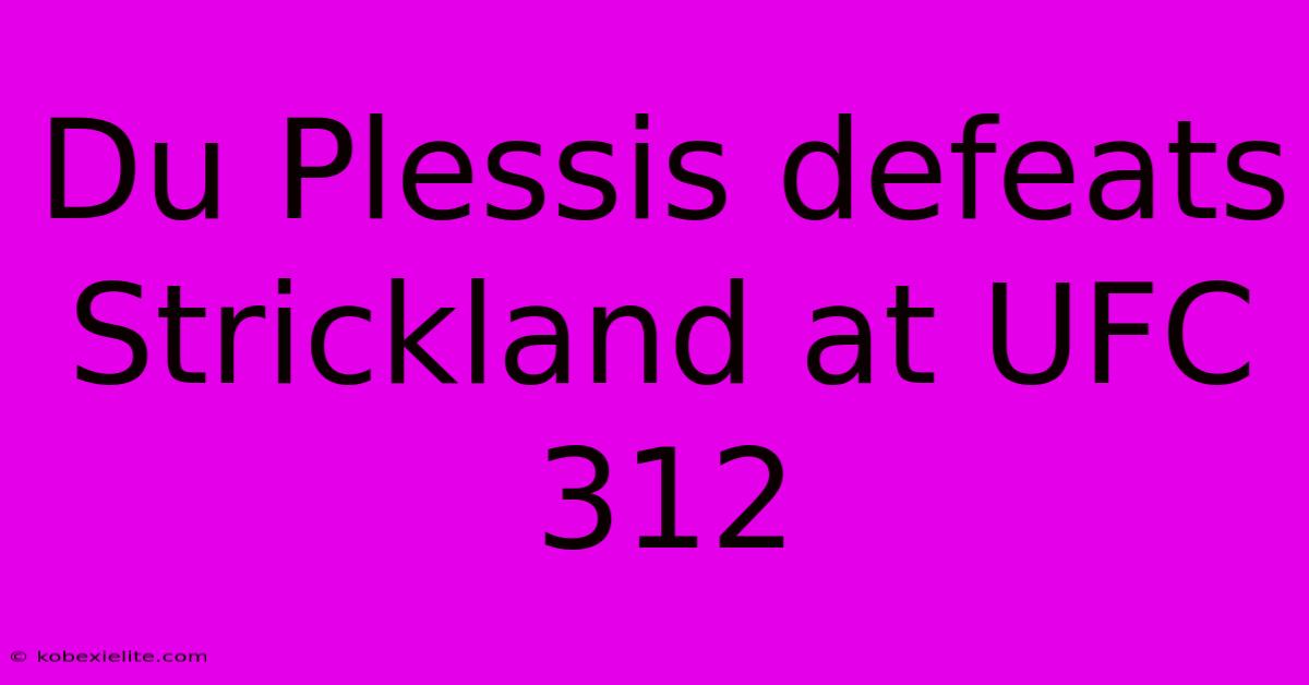 Du Plessis Defeats Strickland At UFC 312