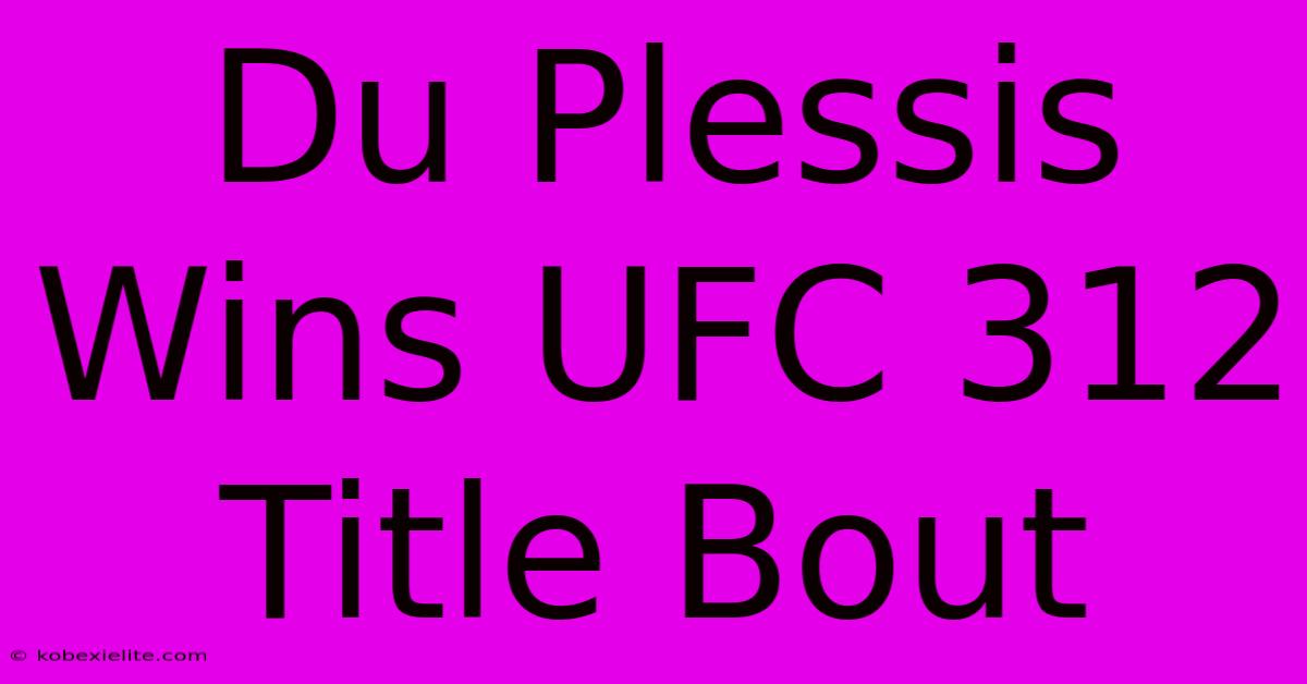 Du Plessis Wins UFC 312 Title Bout