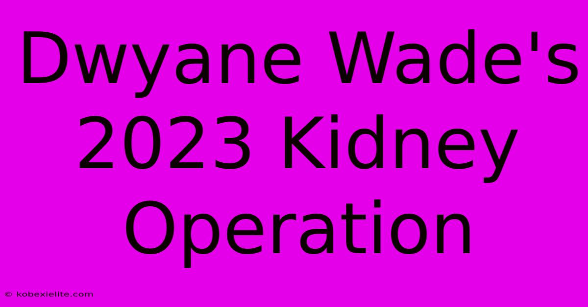 Dwyane Wade's 2023 Kidney Operation