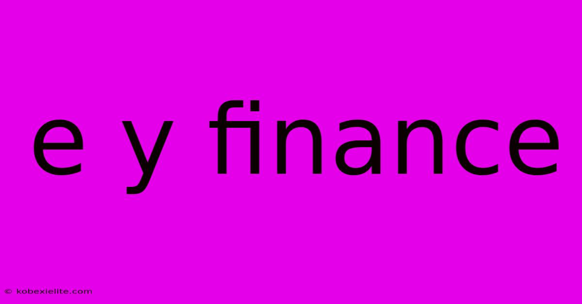 E Y Finance E Y Finance