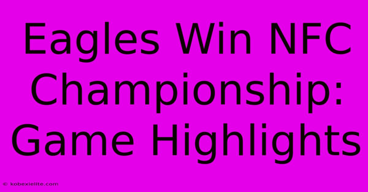 Eagles Win NFC Championship: Game Highlights