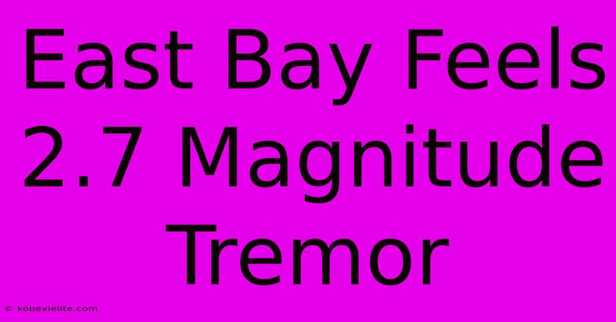 East Bay Feels 2.7 Magnitude Tremor