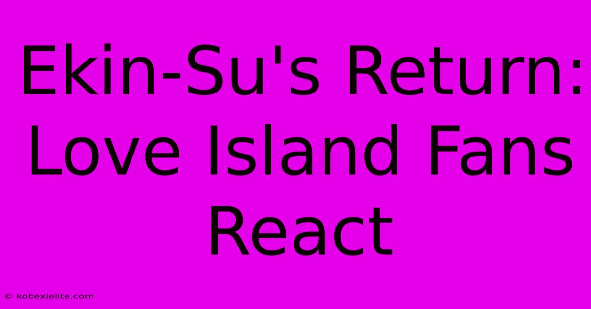 Ekin-Su's Return: Love Island Fans React