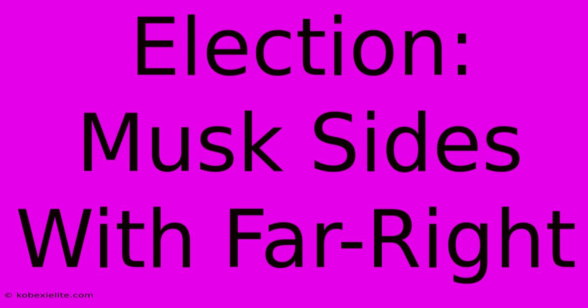 Election: Musk Sides With Far-Right