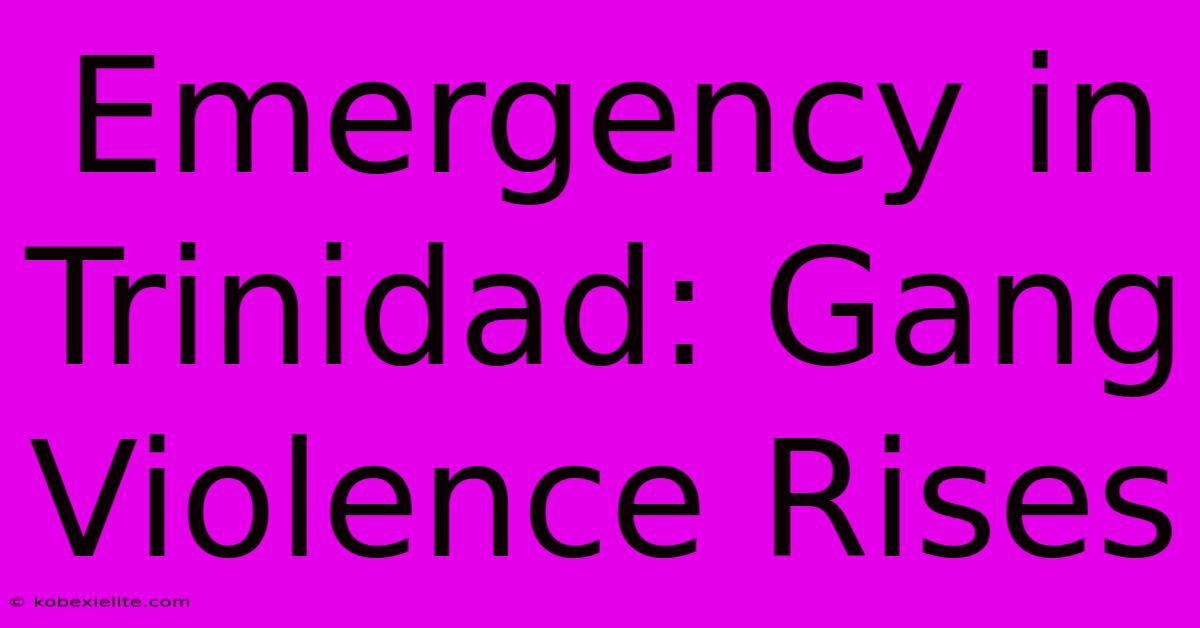 Emergency In Trinidad: Gang Violence Rises