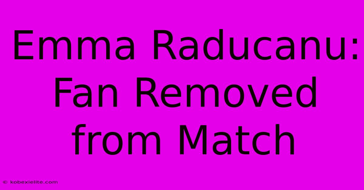 Emma Raducanu:  Fan Removed From Match