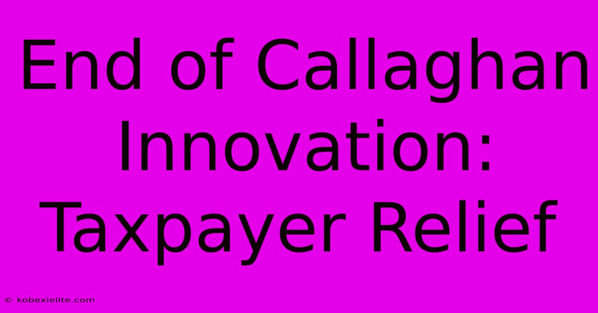 End Of Callaghan Innovation: Taxpayer Relief