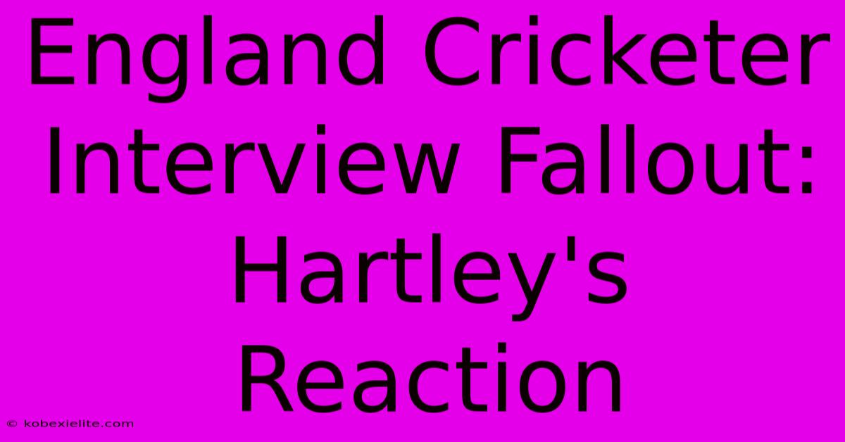 England Cricketer Interview Fallout: Hartley's Reaction