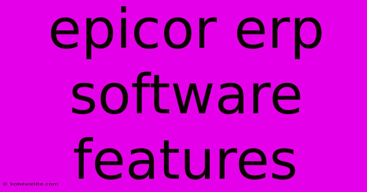 Epicor Erp Software Features