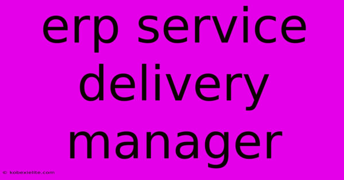 Erp Service Delivery Manager