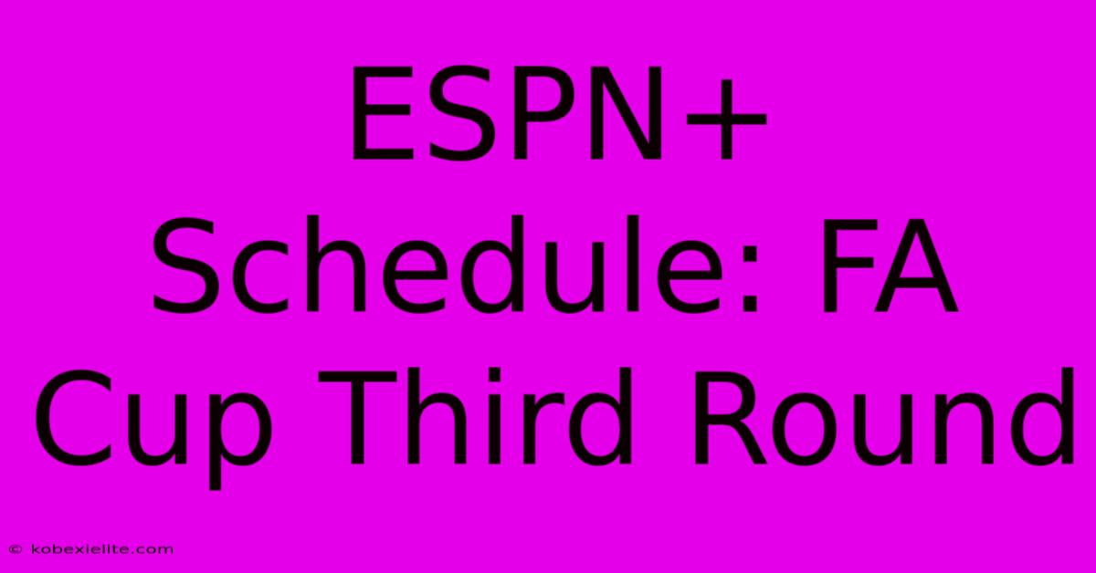 ESPN+ Schedule: FA Cup Third Round