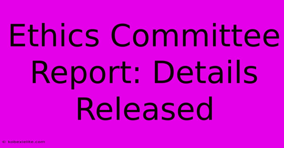 Ethics Committee Report: Details Released