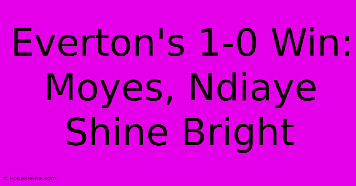 Everton's 1-0 Win: Moyes, Ndiaye Shine Bright