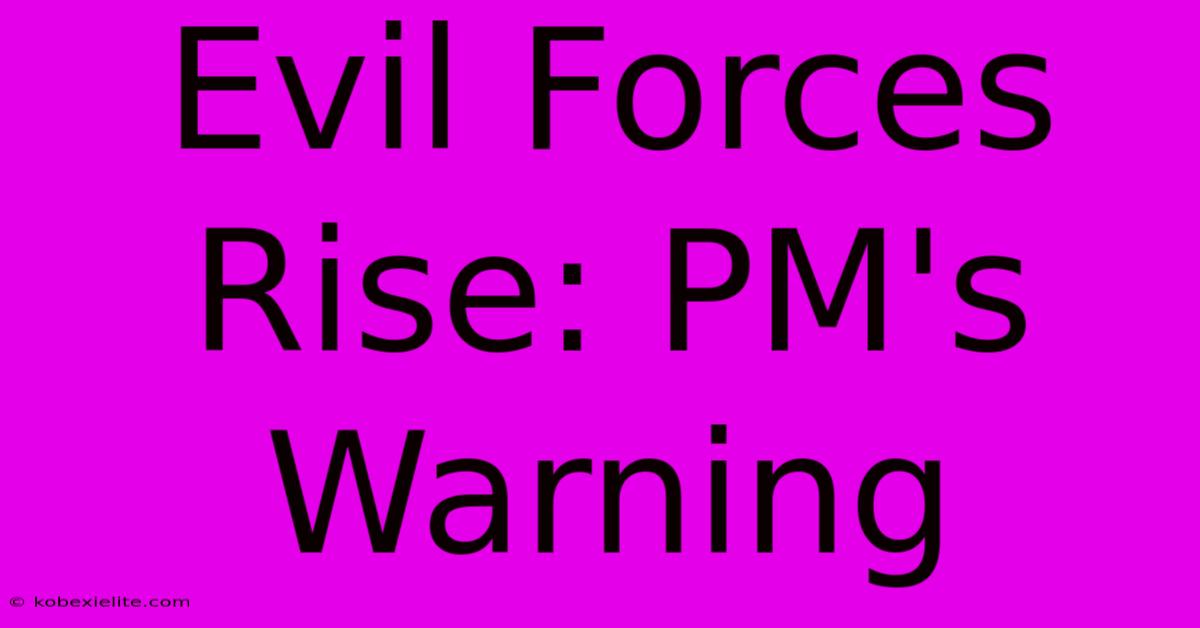 Evil Forces Rise: PM's Warning