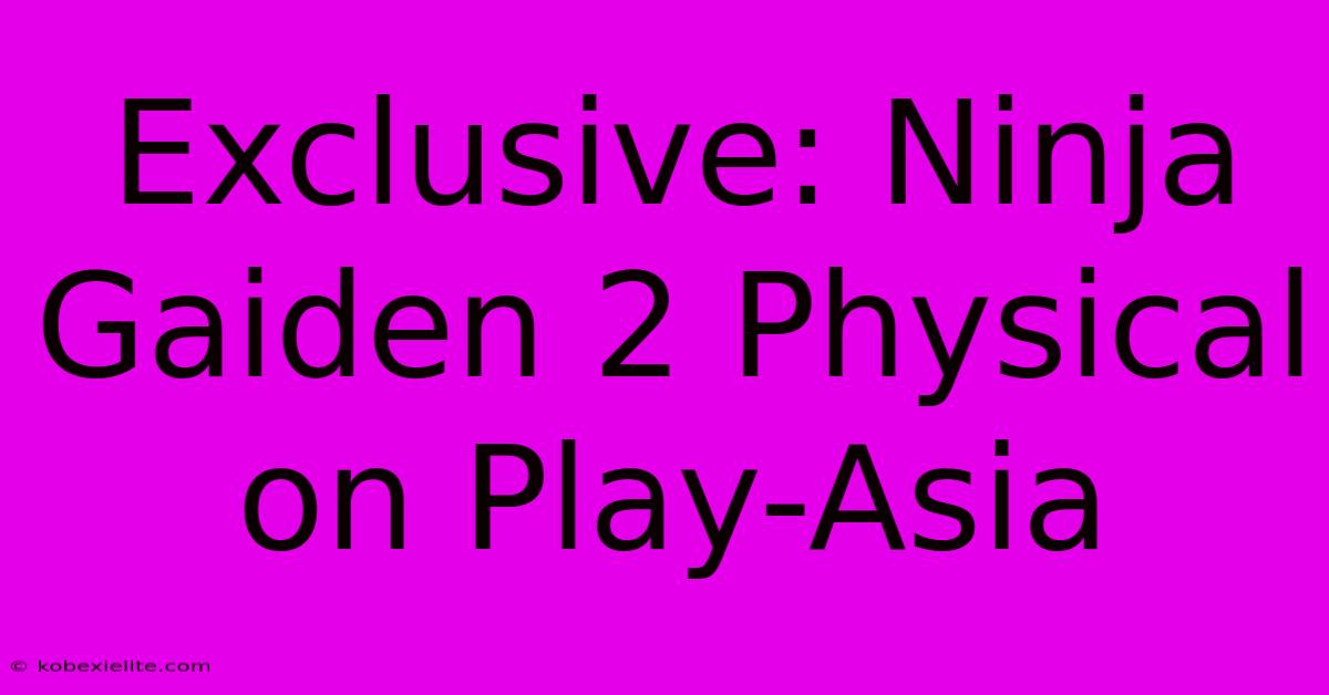 Exclusive: Ninja Gaiden 2 Physical On Play-Asia