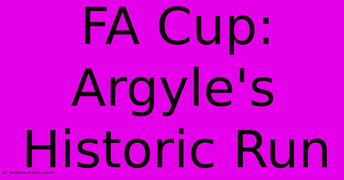 FA Cup: Argyle's Historic Run