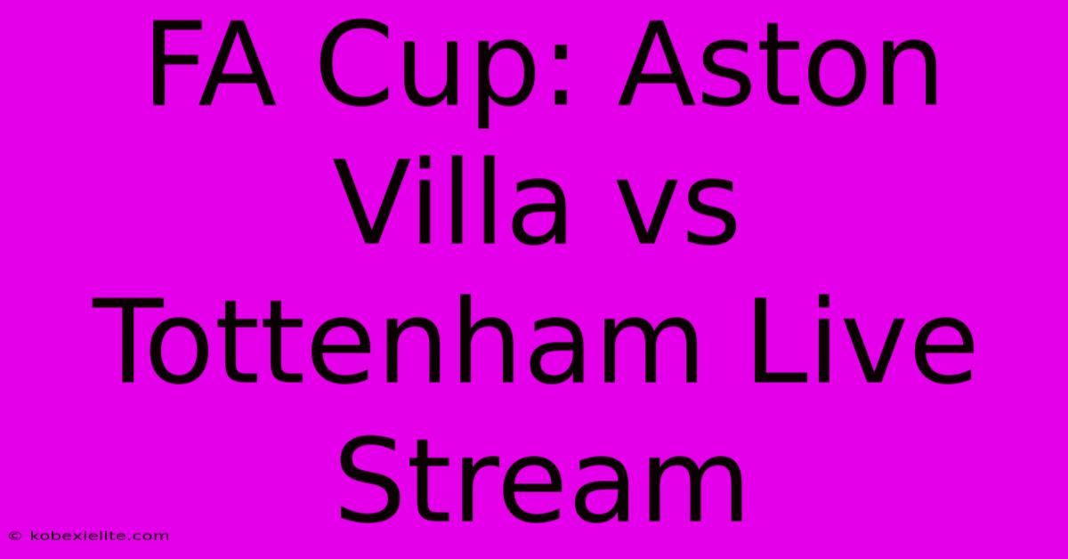 FA Cup: Aston Villa Vs Tottenham Live Stream