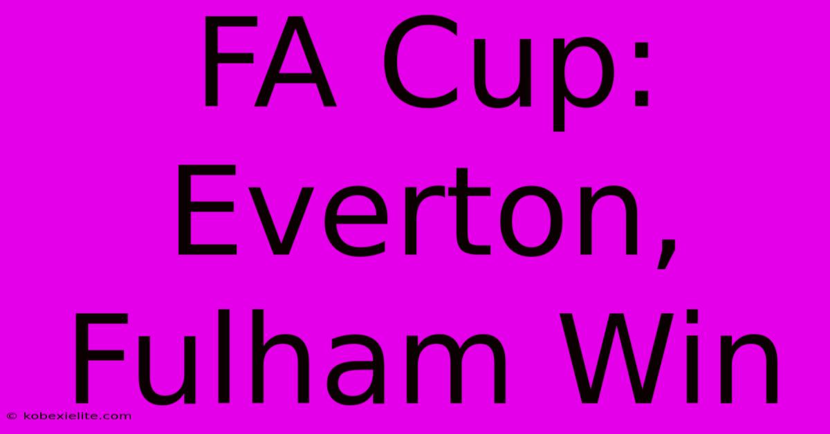 FA Cup: Everton, Fulham Win