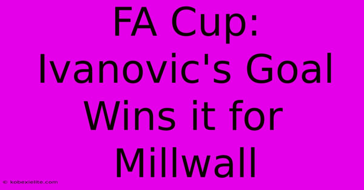 FA Cup: Ivanovic's Goal Wins It For Millwall