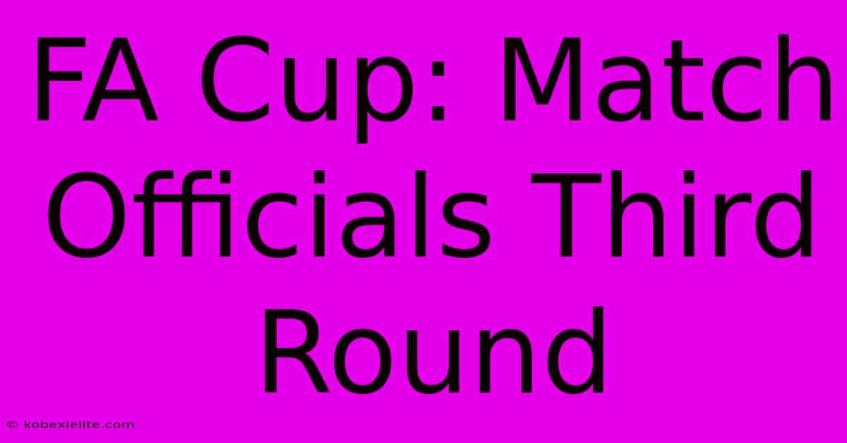 FA Cup: Match Officials Third Round