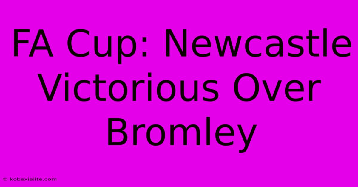 FA Cup: Newcastle Victorious Over Bromley