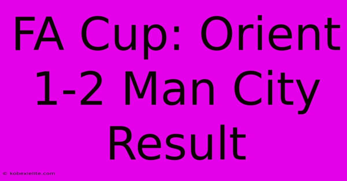 FA Cup: Orient 1-2 Man City Result