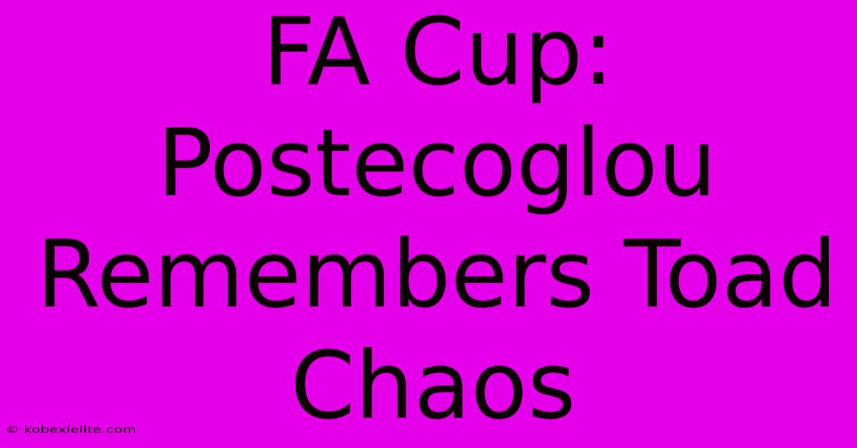 FA Cup: Postecoglou Remembers Toad Chaos