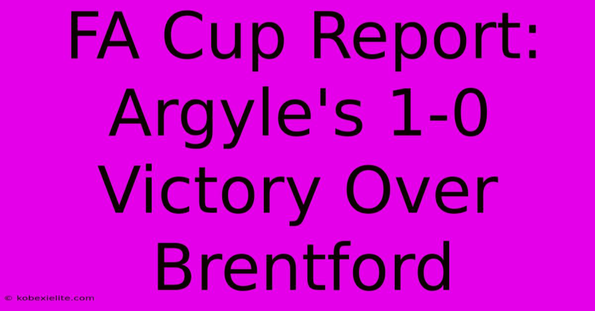 FA Cup Report: Argyle's 1-0 Victory Over Brentford