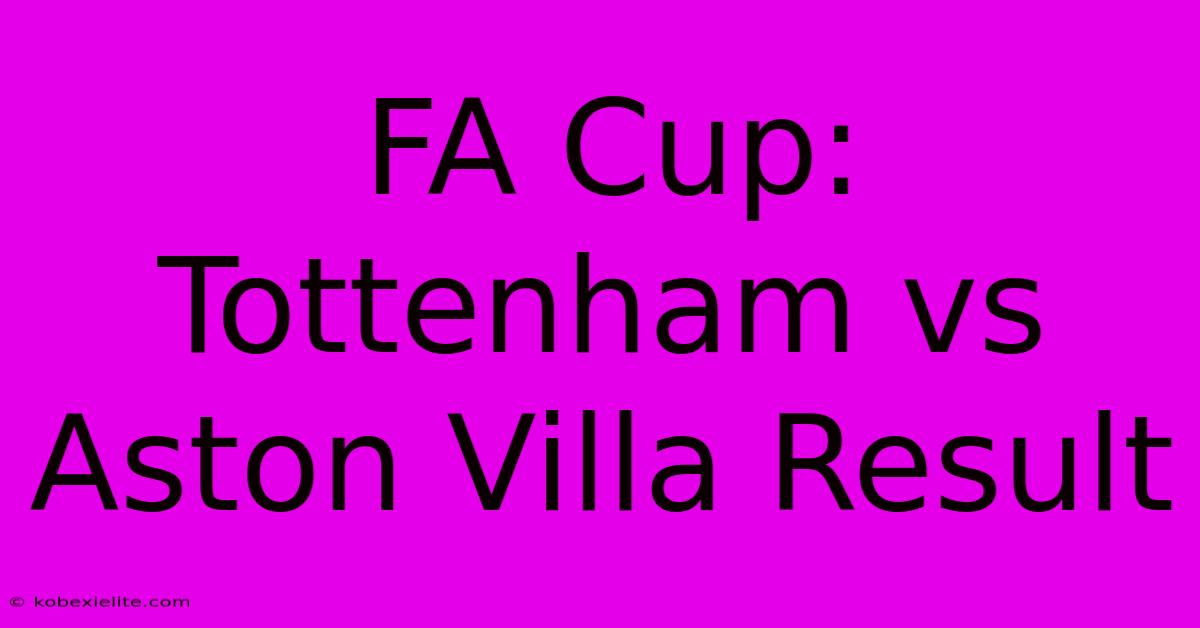 FA Cup: Tottenham Vs Aston Villa Result