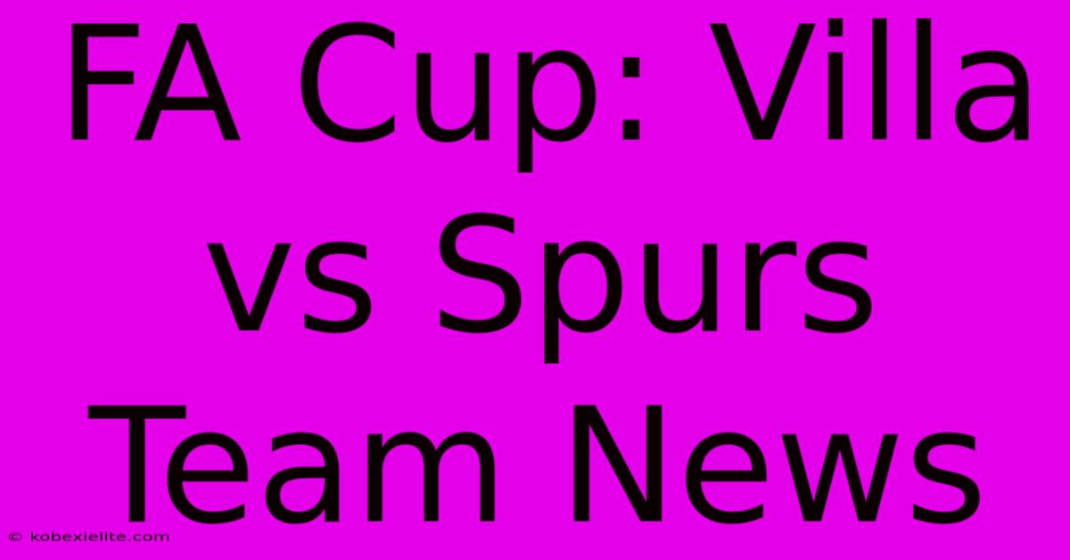 FA Cup: Villa Vs Spurs Team News