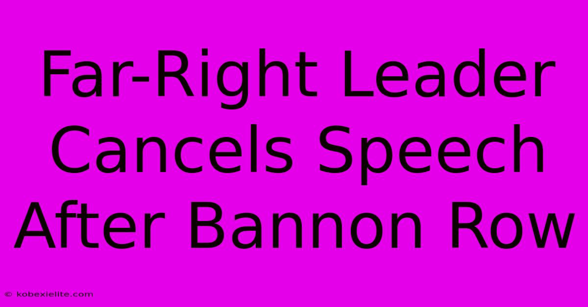 Far-Right Leader Cancels Speech After Bannon Row