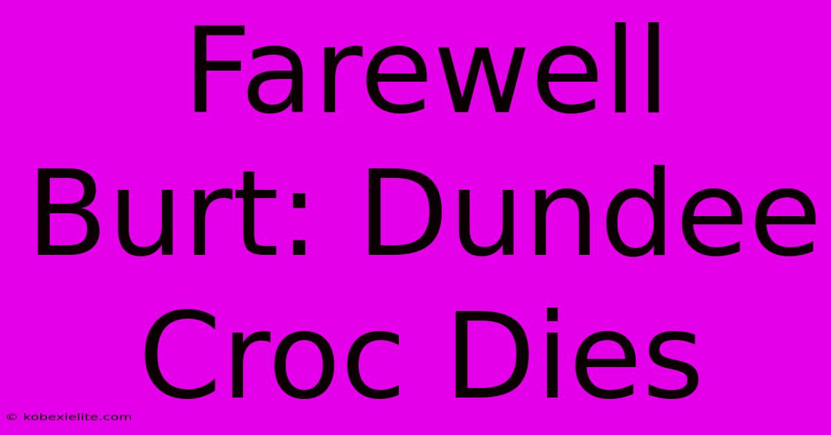 Farewell Burt: Dundee Croc Dies