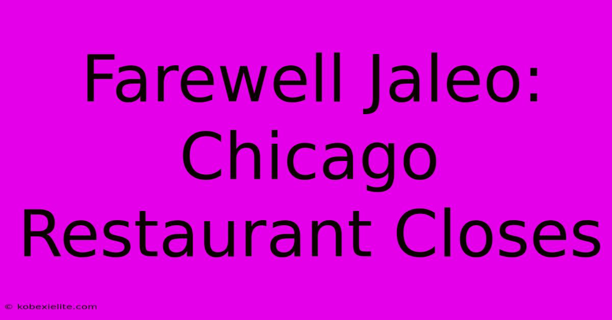 Farewell Jaleo: Chicago Restaurant Closes